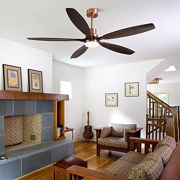 KAPOEFAN 60 inch ceiling fan 5 blade black walnut with red